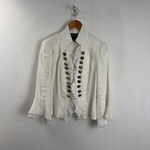INSIGHT New York Double Breasted Linen Ruffle Prince Jacket Blazer Women’s 6